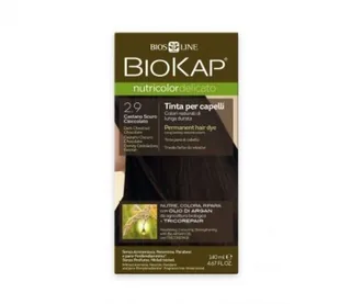 TINTE DELICATO 2.90 CASTAÑO OSCURO CHOCOLATE 140 ML TUBO - BIOKAP (TINTES, CHAMPUS BIO)