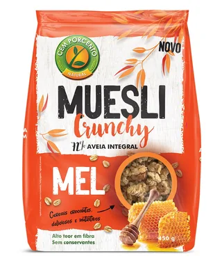 MUESLI CRUNCHY AVENA MIEL 450 G BOLSA - CEM PORCENTO (ALIMENTACION NATURAL)