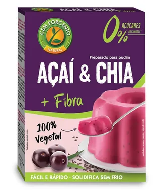 PUDDING ACAI CHIA FIBRA S/AZ 90 G CAJA - CEM PORCENTO (ALIMENTACION NATURAL)