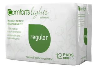 COMFORTS COMPRESAS REGULAR INCONTINENCIA ALGODON 100% - COTTONS (HIGIENE INTIMA ORG.)