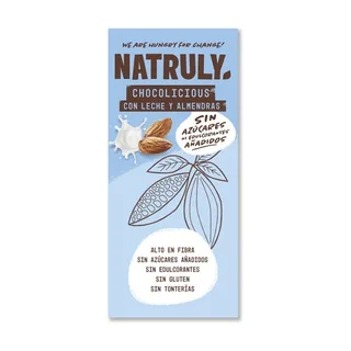 TABLETA DE CHOCOLATE CON LECHE Y ALMENDRAS 85 GR - NATRULY (ALIMENTACION NATURAL)