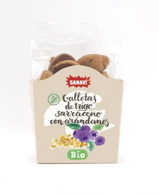 GALLETAS DE TRIGO SARRACENO CON ARÁNDANOS BIO 150 GRS BOLSA - SANAVI (ALIMENTACION NATURAL)