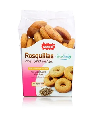 ROSQUILLAS CON ANIS VERDE SIN AZUCARES AÑADIDOS 150 GRS BOLSA - SANAVI (ALIMENTACION NATURAL)