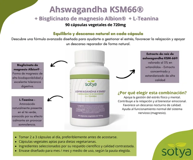 ASHWAGANDHA KSM66+BISGLICINATO+L TEANINA 720 MG X90 CAPSULAS