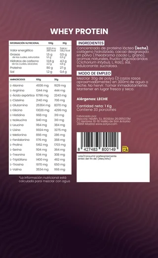 WHEY PROTEINA CHOCOLATE CON COLAGENO HIDROLIZADO 1 KG DOYPACK - SOTYA (COMP.ALIMENTICIO)